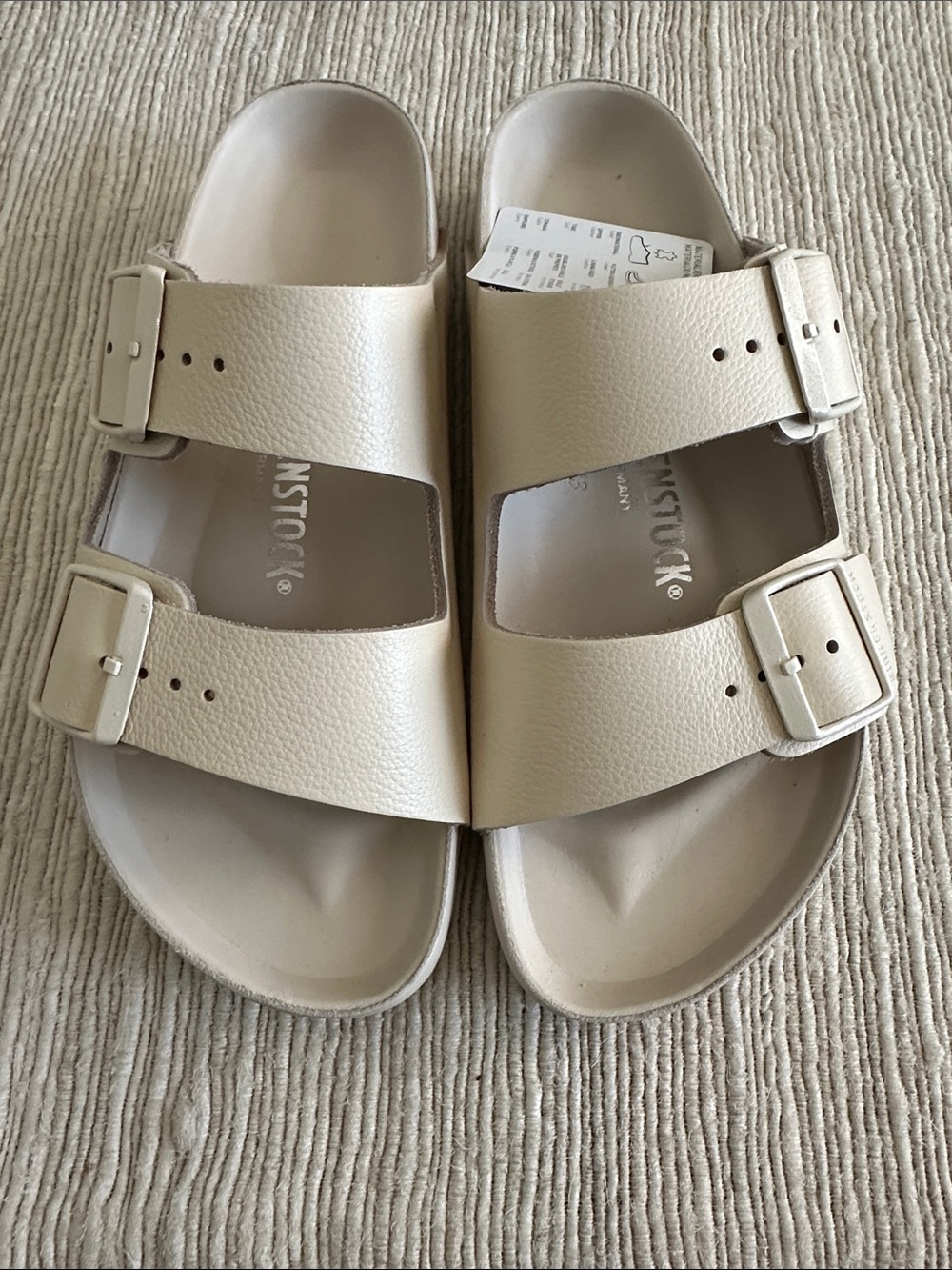 Birkenstock Exquisite Arizona Sandals in Eggshell Cream Off White All Leather 38